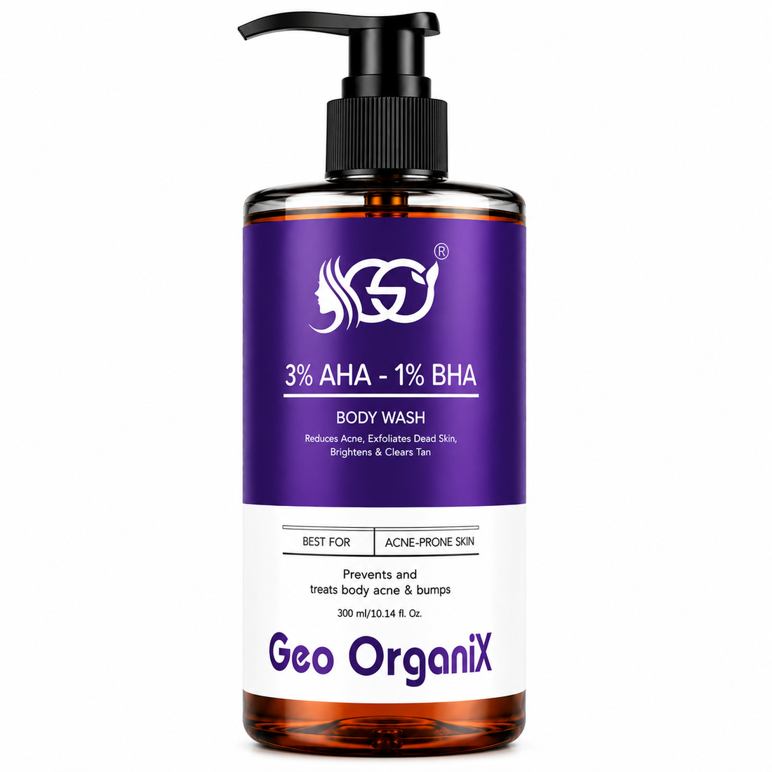 AHA BHA Body Wash with 3% Lactic Acid, 1% Salicylic Acid & 1% Glycolic Acid