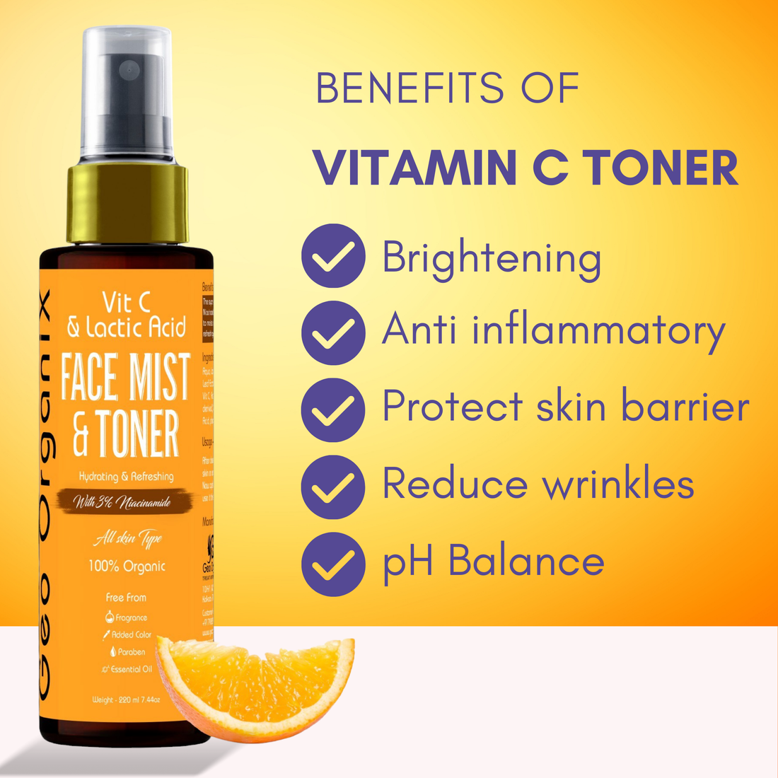 Vitamin C & Lactic Acid Face Mist Toner