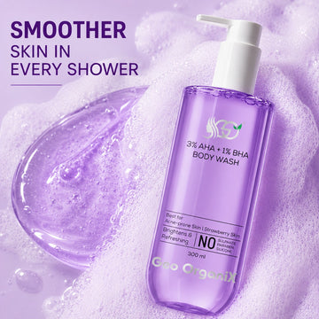 Geo OrganiX Exfoliating Body Wash, 300 ml | 3% AHA, 1% BHA